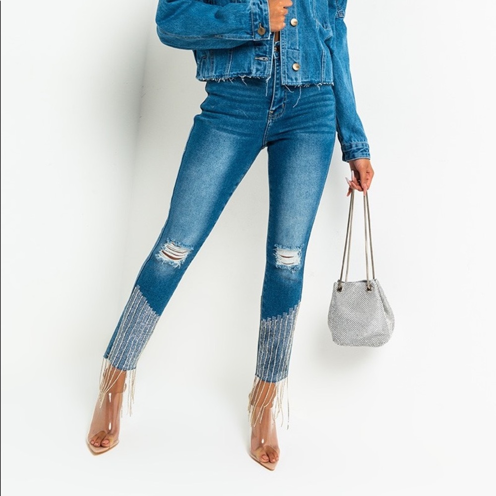 Rhinestone skinny jeans NWT